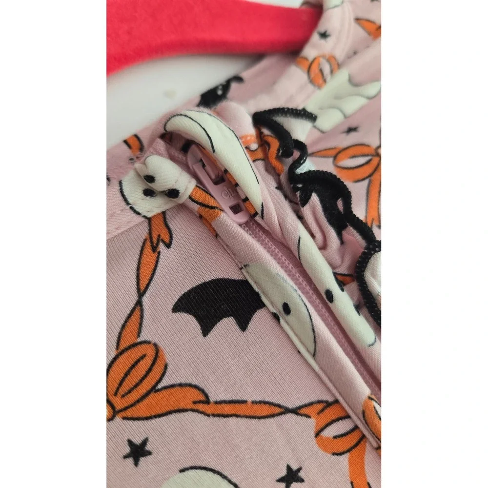 Caden Lane Pink Halloween Ghost Bat Ruffle Bamboo Footie Sleeper 0-3M